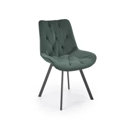 Sedia da pranzo imbottita in velluto verde scuro nero Sango