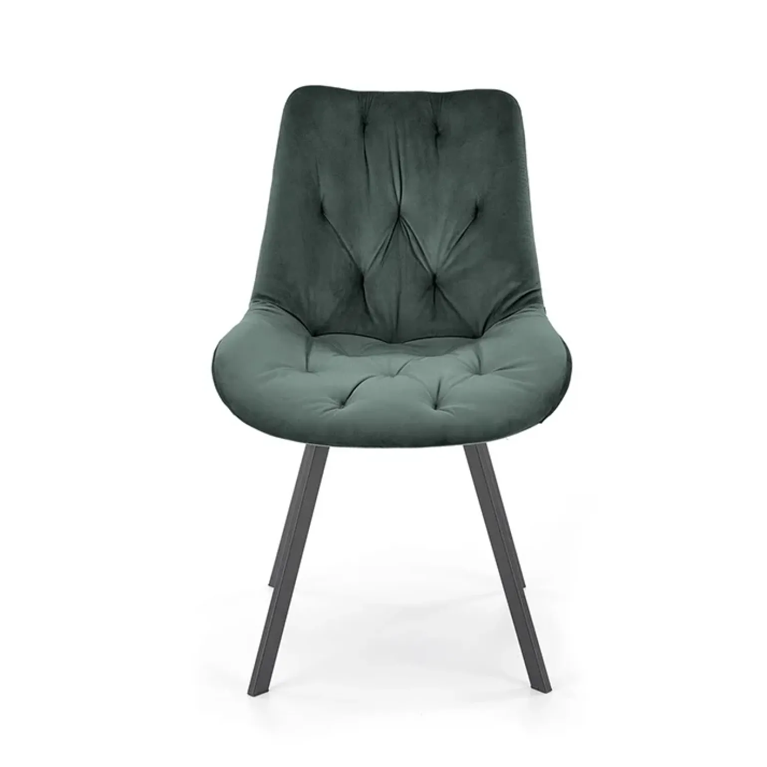 Sedia da pranzo imbottita in velluto verde scuro nero Sango