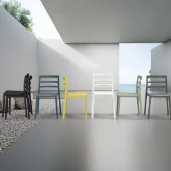 Sedia da pranzo impilabile moderna in polipropilene verde Nature