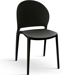 Sedia da pranzo impilabila moderne in polipropilene nero Pelican