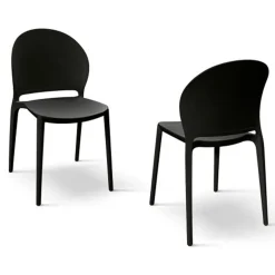 Sedia da pranzo impilabila moderne in polipropilene nero Pelican