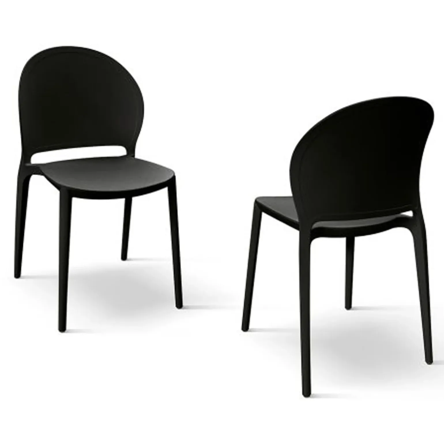 Sedia da pranzo impilabila moderne in polipropilene nero Pelican