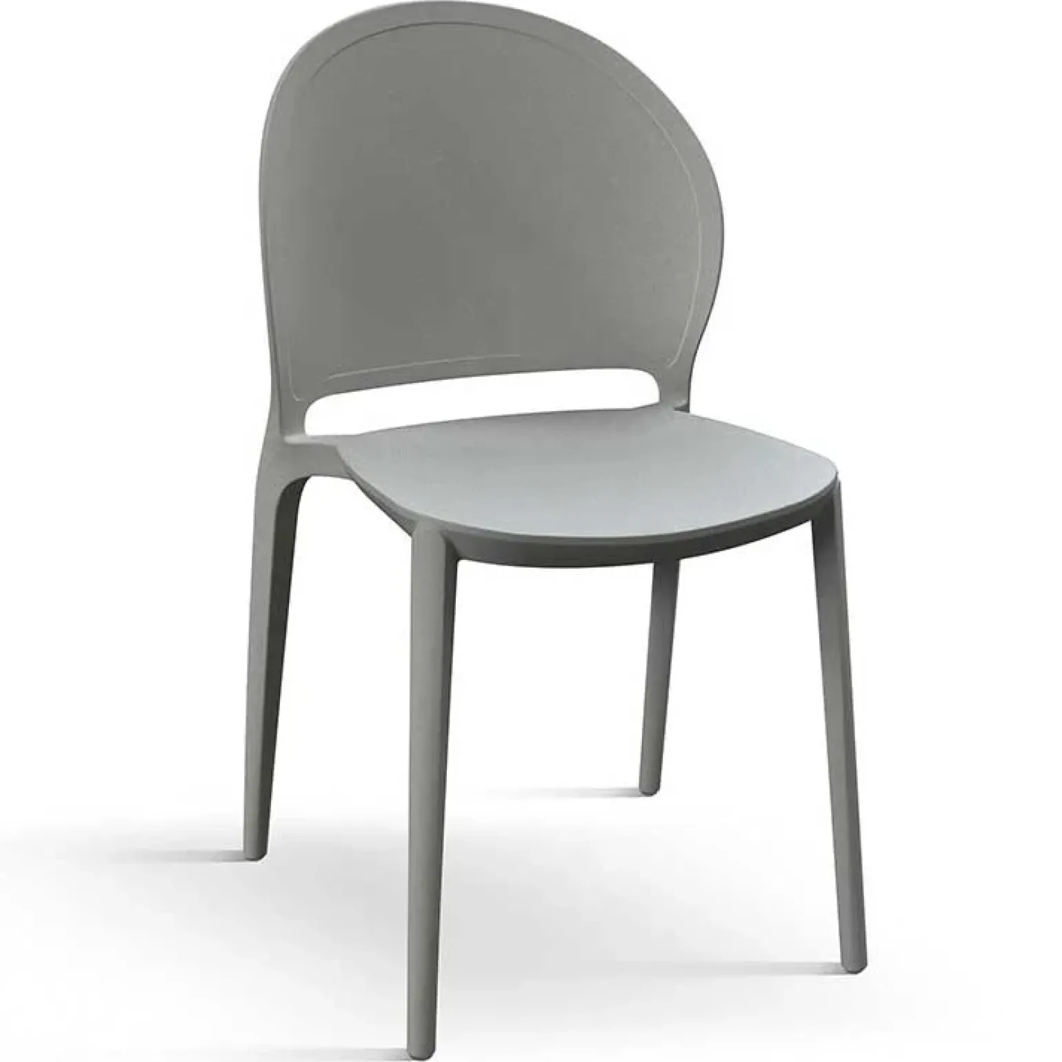 Sedia da pranzo impilabile moderna in polipropilene grigio Pelican