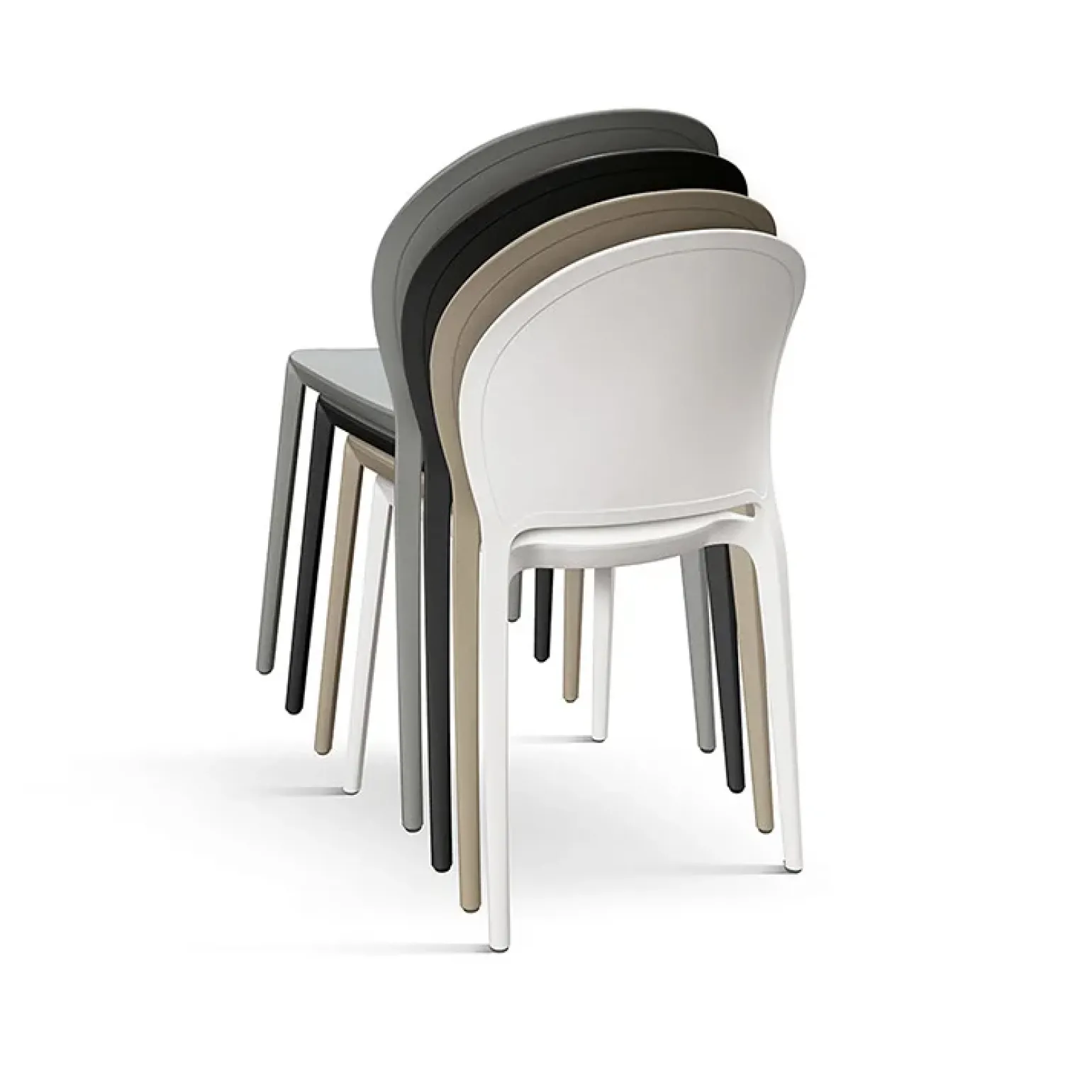 Sedia da pranzo impilabile moderna in polipropilene grigio Pelican