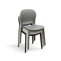 Sedia da pranzo impilabile moderna in polipropilene bianco Elbow