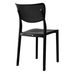 Sedia da pranzo impilabile schienale forato polipropilene nero Aura