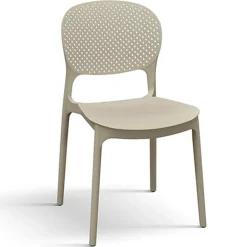 Sedia da pranzo impilabile moderna in polipropilene tortora Elbow