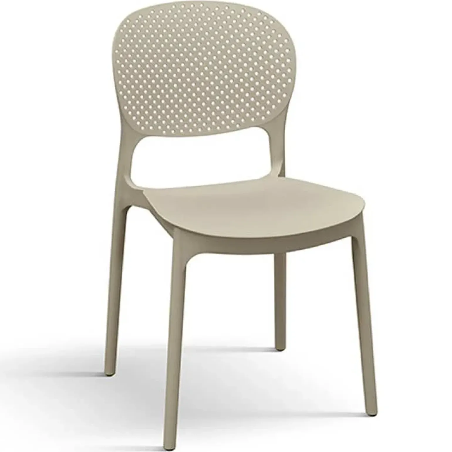 Sedia da pranzo impilabile moderna in polipropilene tortora Elbow