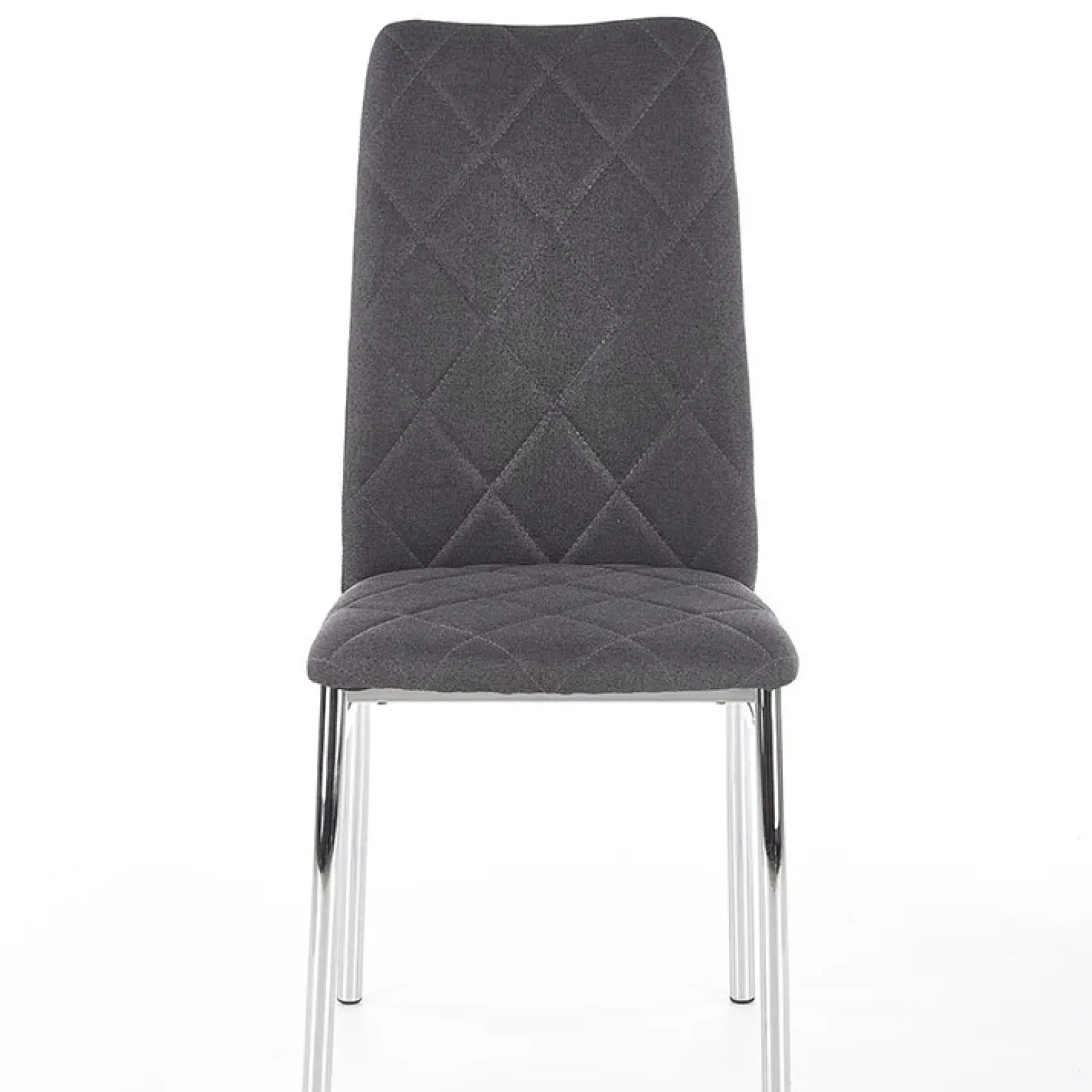 Sedia da pranzo in tessuto grigio scuro con gambe in metallo Amanda