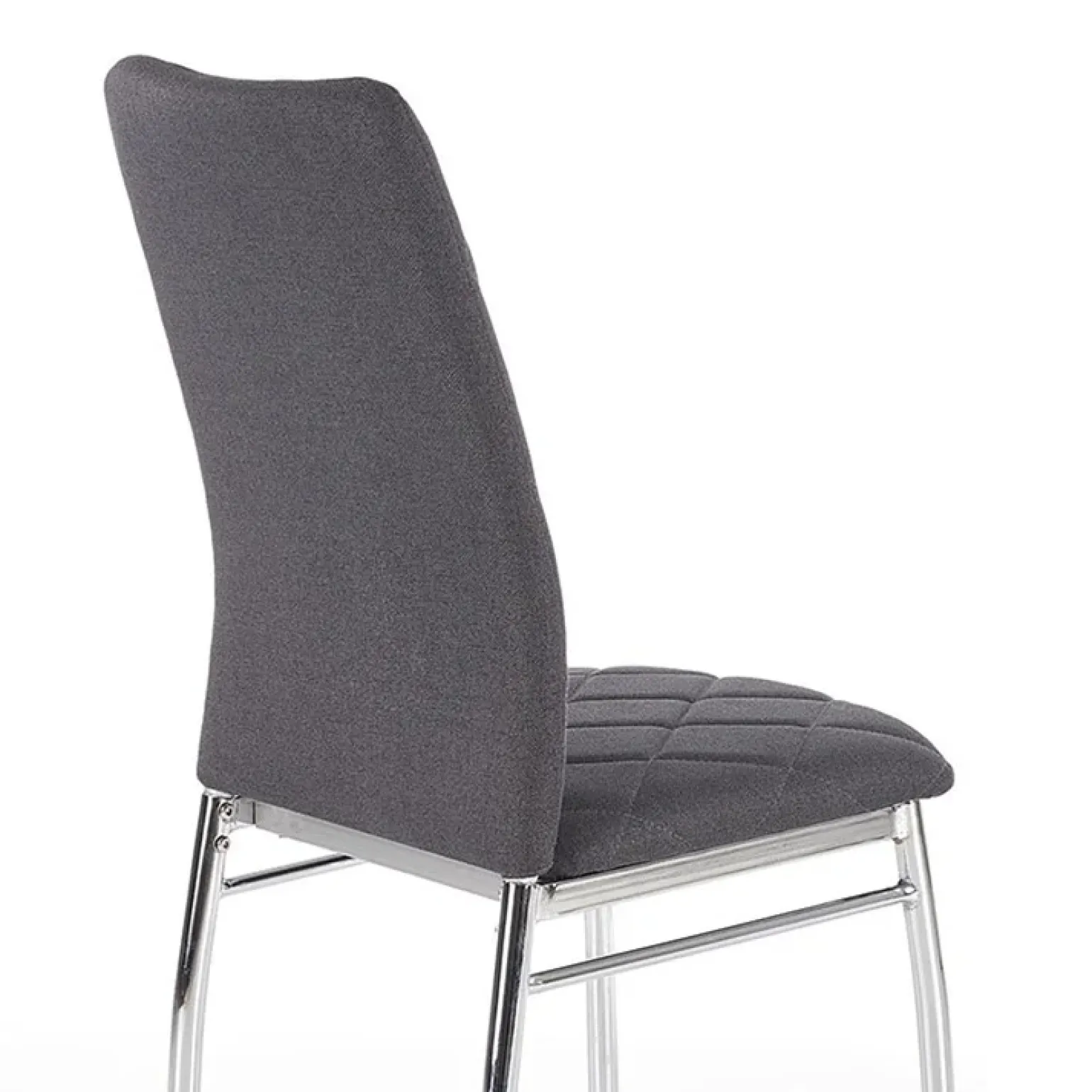 Sedia da pranzo in tessuto grigio scuro con gambe in metallo Amanda