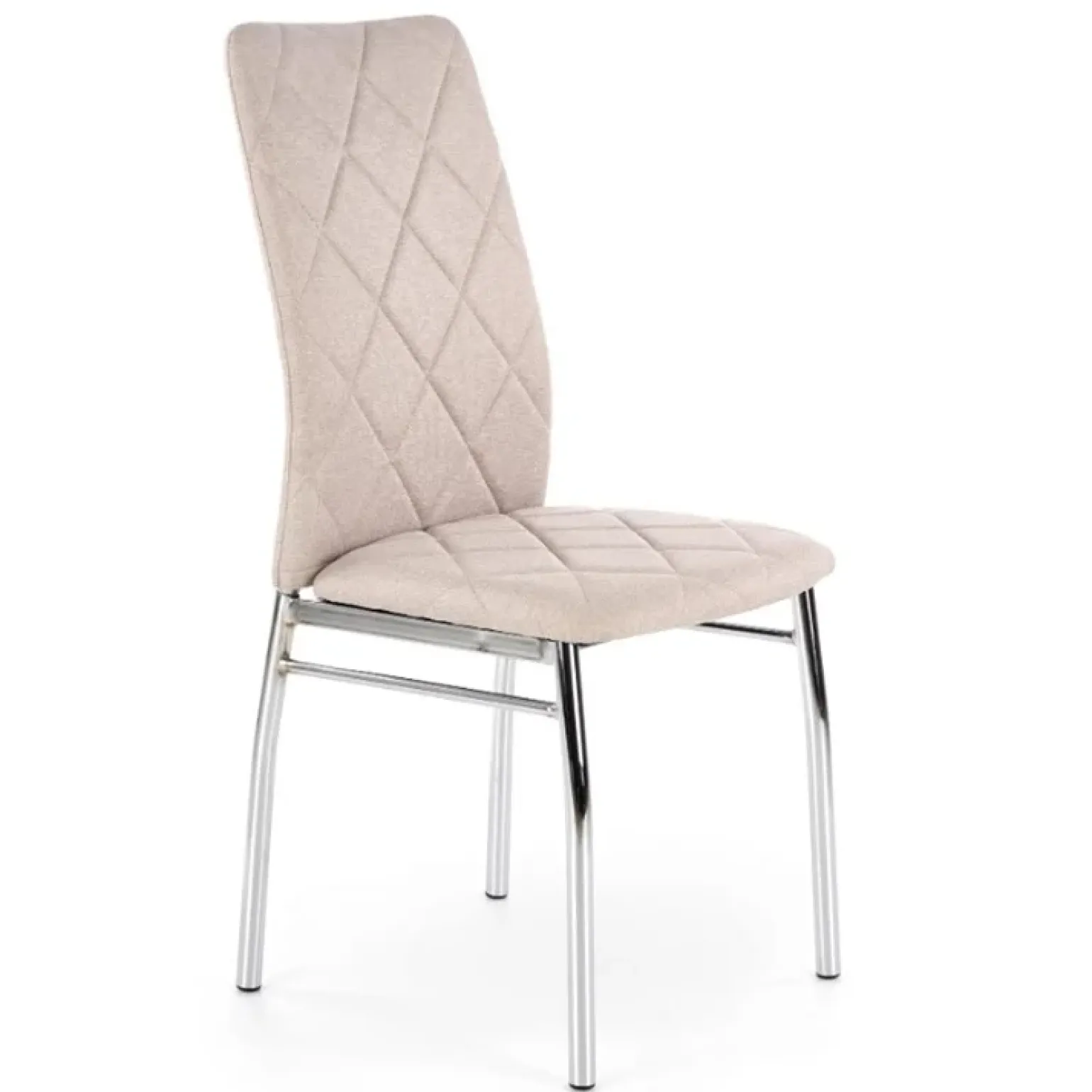 Sedia da pranzo in tessuto beige con gambe in metallo Amanda