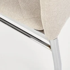 Sedia da pranzo in tessuto beige con gambe in metallo Amanda