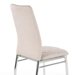 Sedia da pranzo in tessuto beige con gambe in metallo Amanda