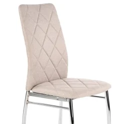Sedia da pranzo in tessuto beige con gambe in metallo Amanda