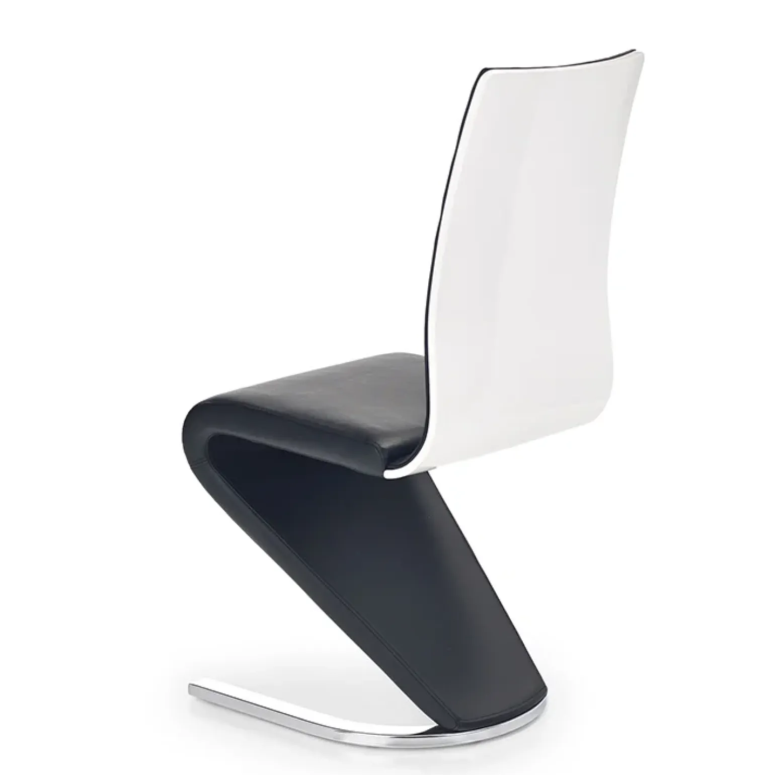Sedia da pranzo moderna in ecopelle nero bianco gamba in acciaio Elina