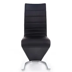 Sedia da pranzo moderna in ecopelle nero bianco gamba in acciaio Elina
