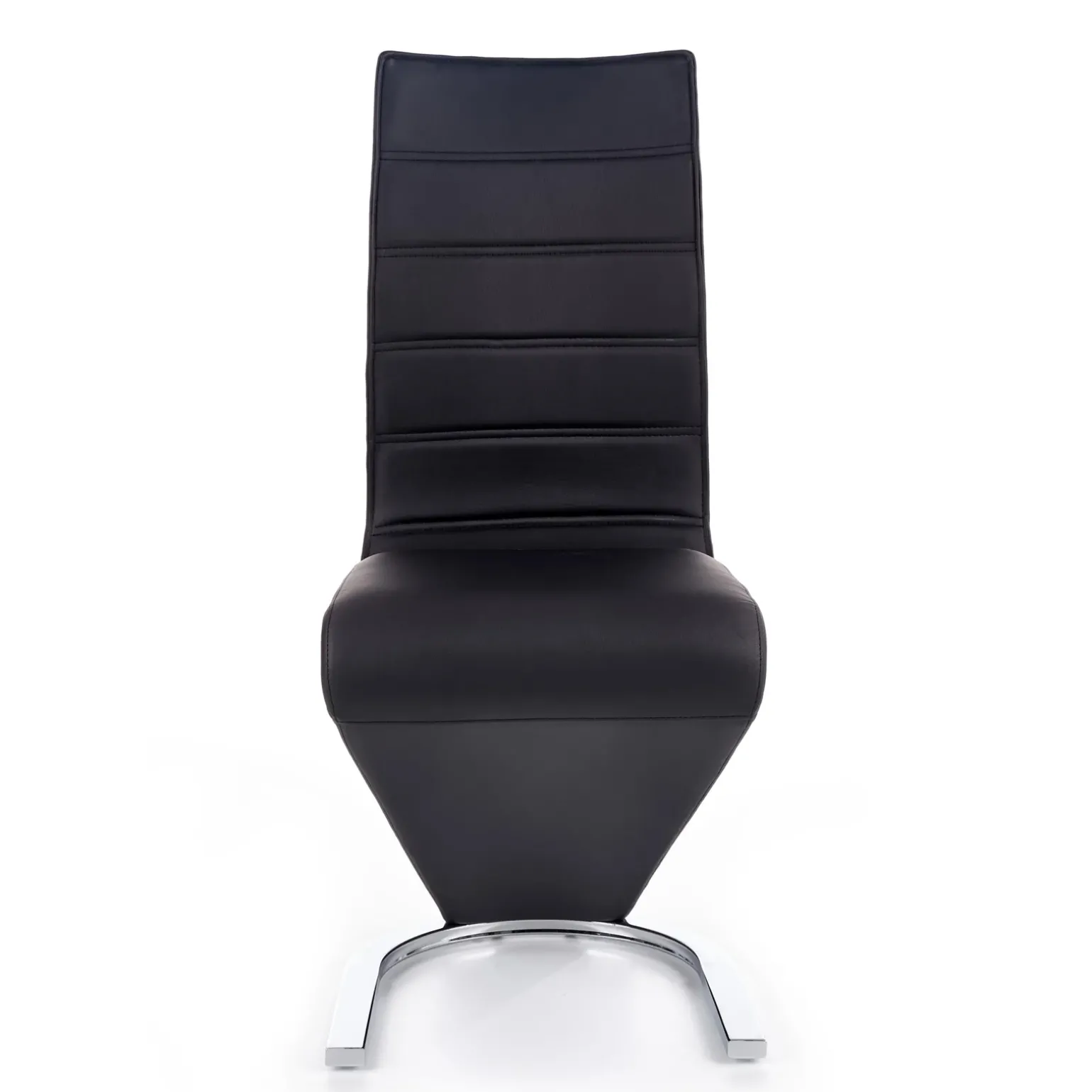 Sedia da pranzo moderna in ecopelle nero bianco gamba in acciaio Elina