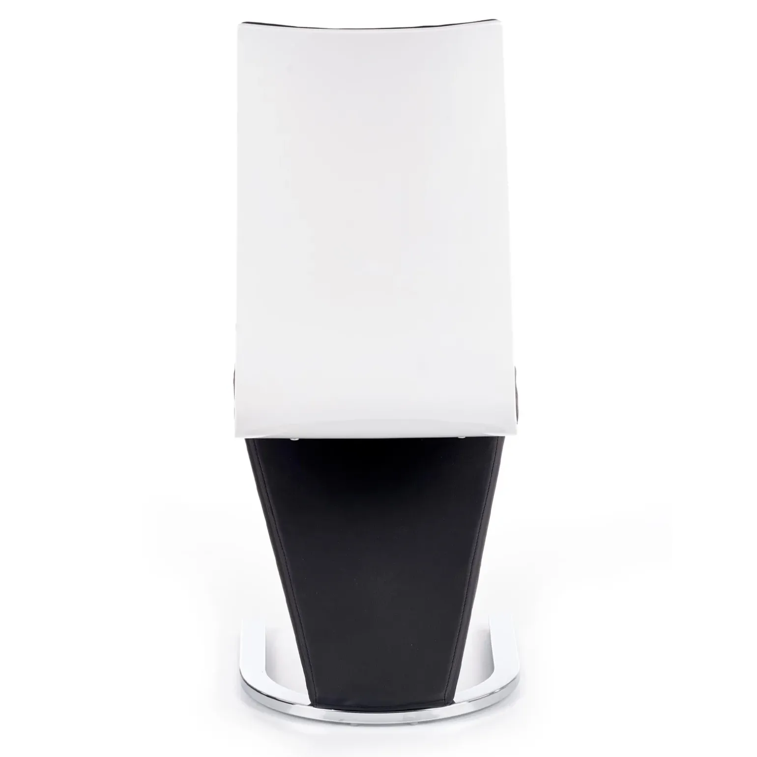 Sedia da pranzo moderna in ecopelle nero bianco gamba in acciaio Elina