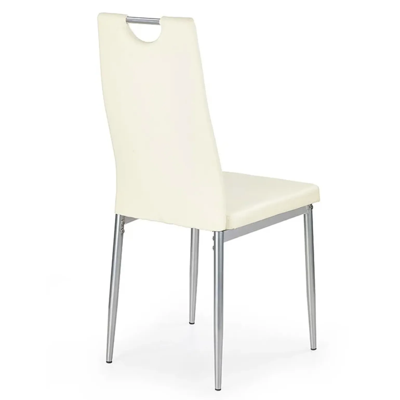 Sedia da pranzo moderna in ecopelle bianco avorio con gambe in acciaio Ginevra Gihome®