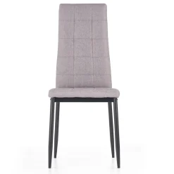 Sedia da pranzo moderna in tessuto grigio e metallo nero Ylenia