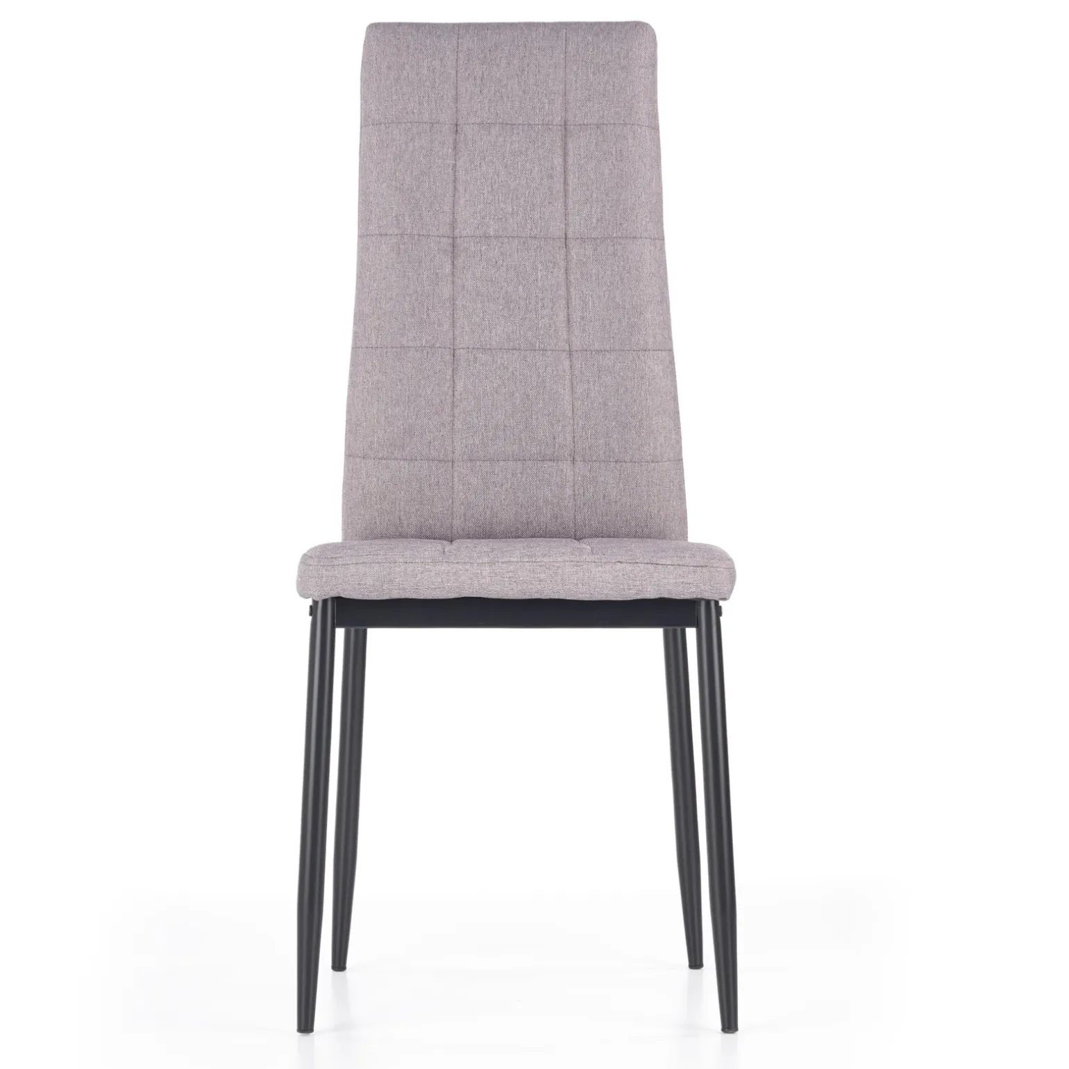 Sedia da pranzo moderna in tessuto grigio e metallo nero Ylenia