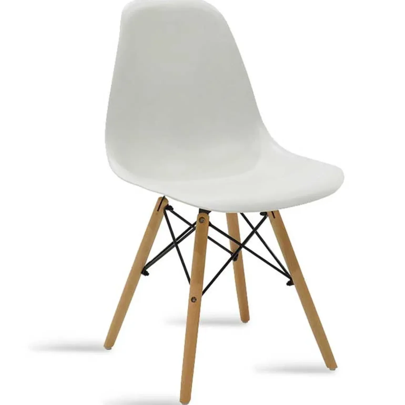 Sedia da pranzo stile scandinavo in polipropilene bianco gambe legno Efesto