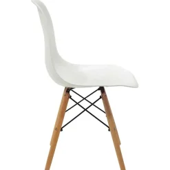 Sedia da pranzo stile scandinavo in polipropilene bianco gambe legno Efesto