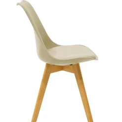 Sedia da pranzo stile scandinavo imbottita beige gambe legno Riccia
