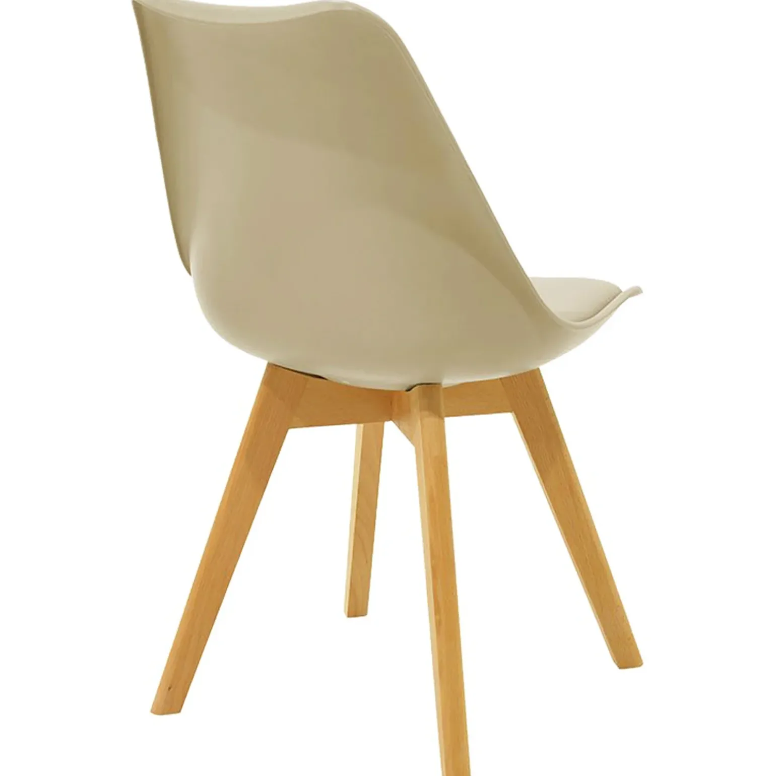 Sedia da pranzo stile scandinavo imbottita beige gambe legno Riccia