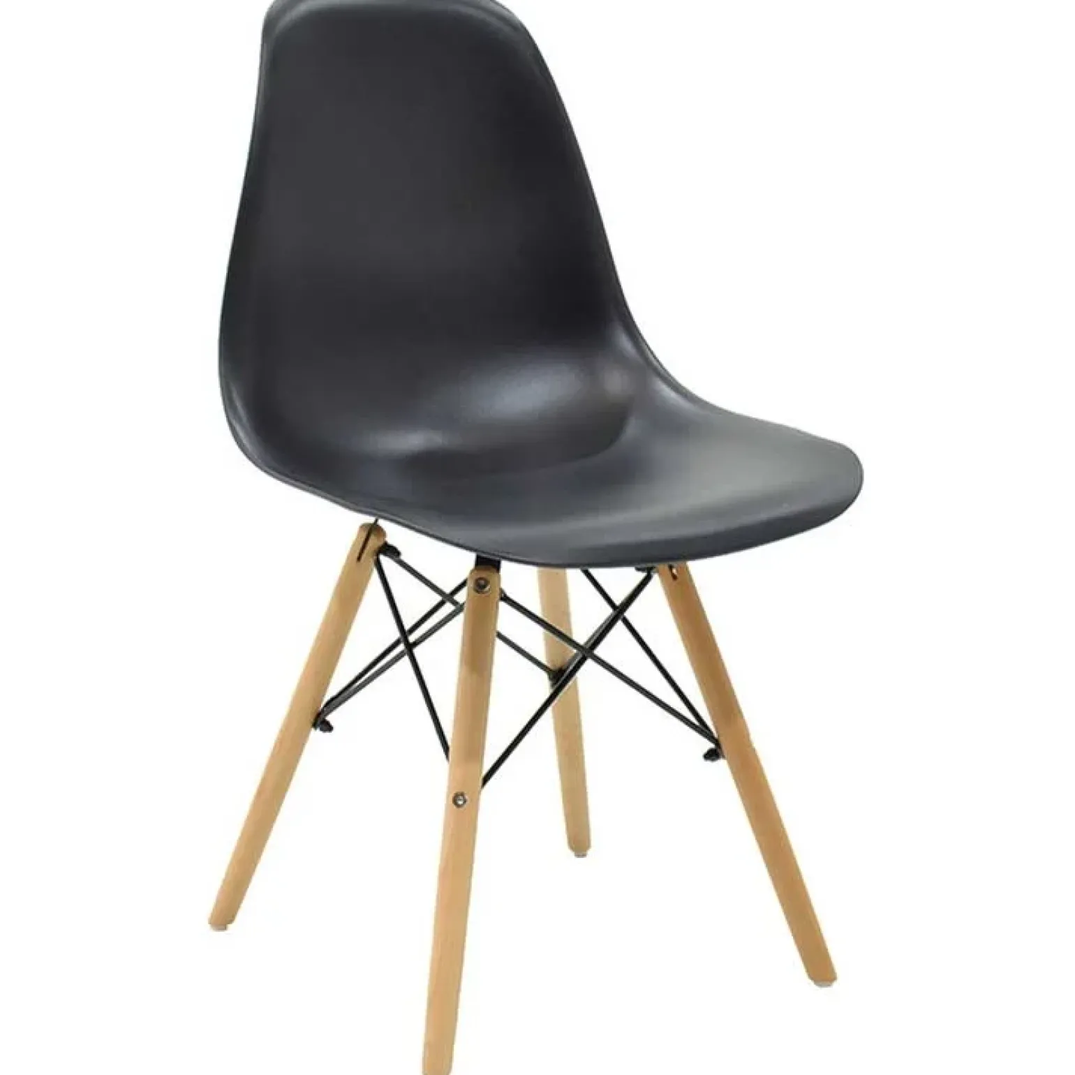 Sedia da pranzo stile scandinavo in polipropilene nero gambe legno Efesto