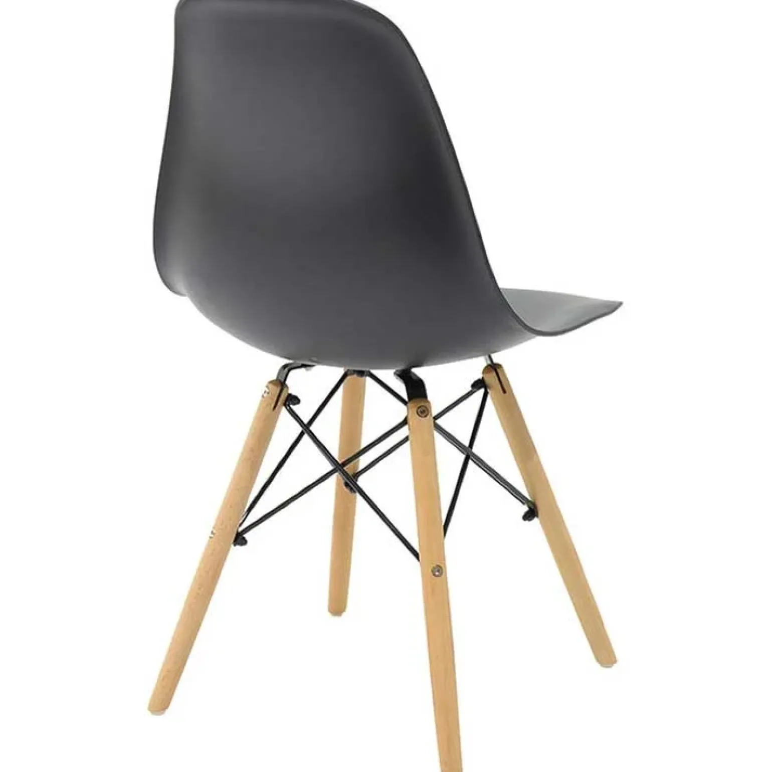 Sedia da pranzo stile scandinavo in polipropilene nero gambe legno Efesto