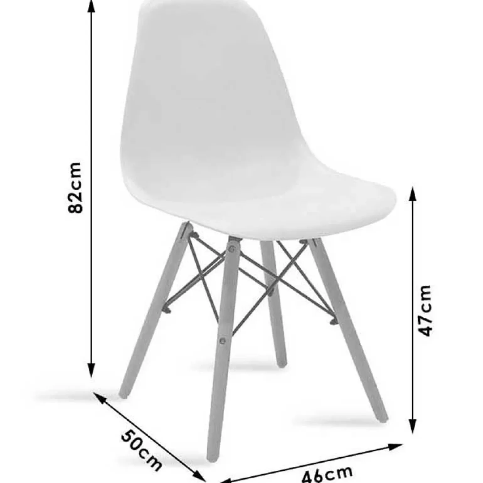 Sedia da pranzo stile scandinavo in polipropilene nero gambe legno Efesto