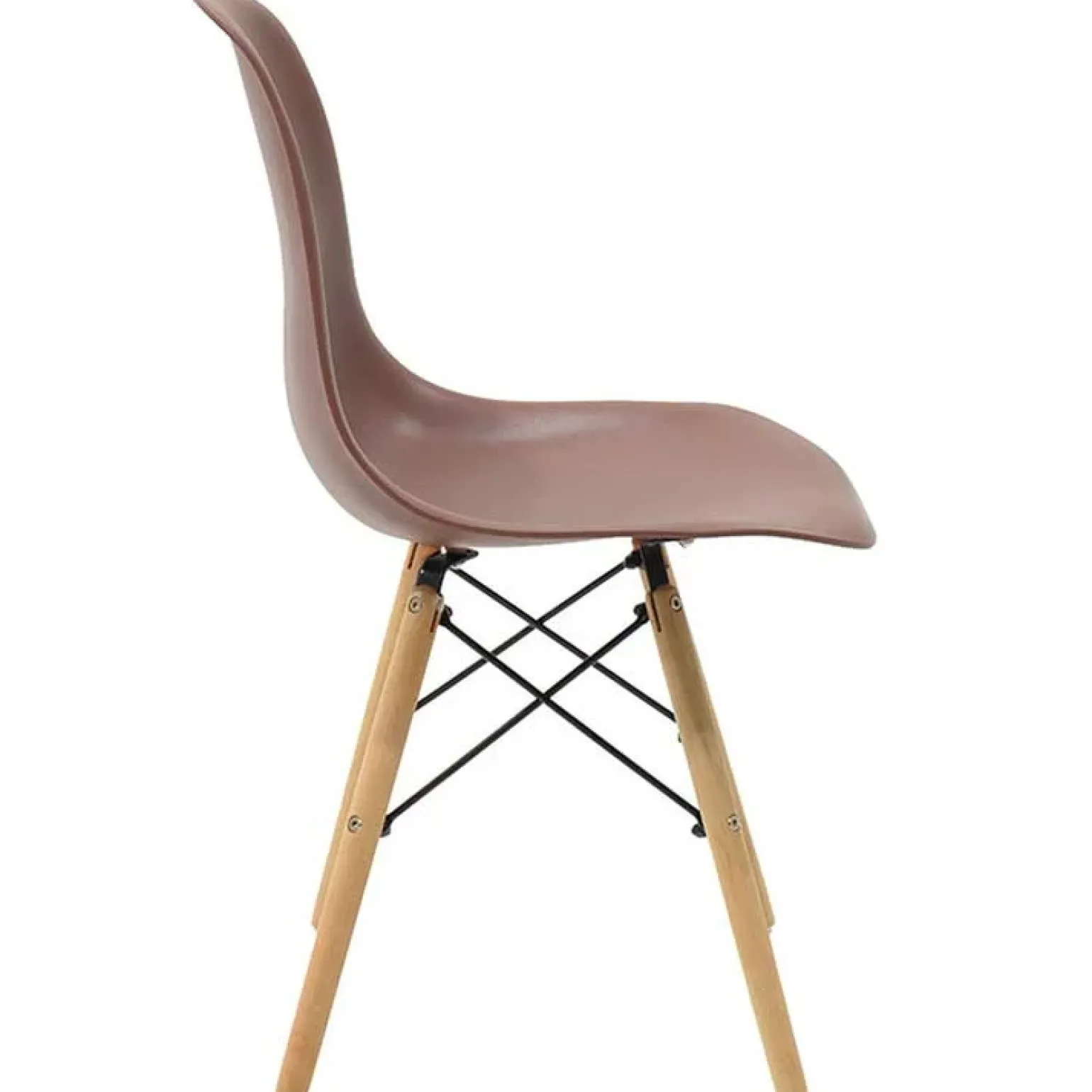 Sedia da pranzo stile scandinavo in polipropilene marrone gambe legno Efesto