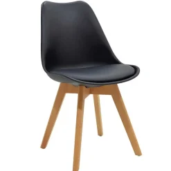 Sedia da pranzo stile scandinavo imbottita nero gambe legno Riccia