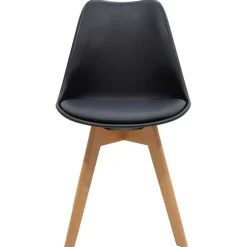 Sedia da pranzo stile scandinavo imbottita nero gambe legno Riccia