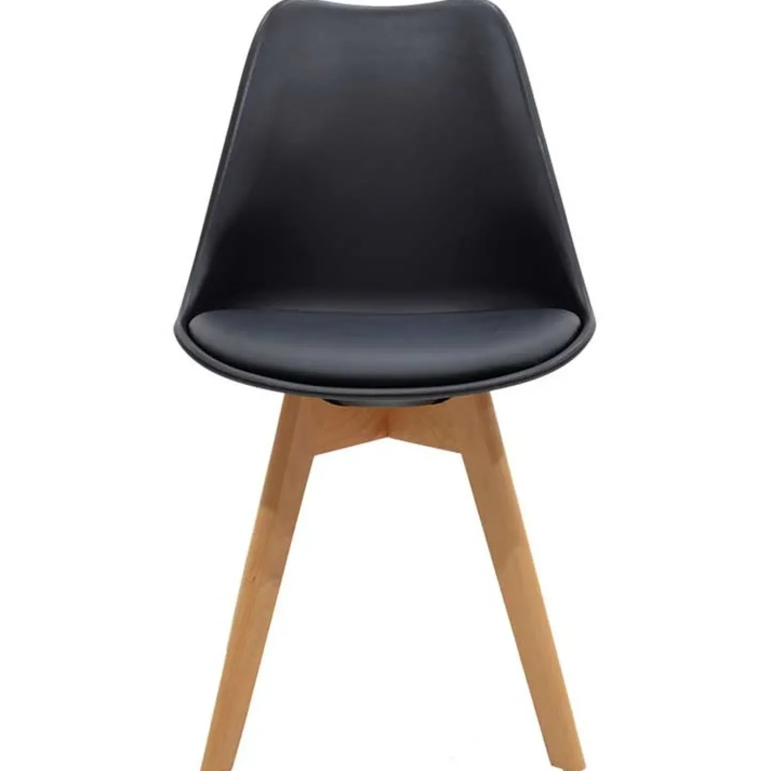 Sedia da pranzo stile scandinavo imbottita nero gambe legno Riccia