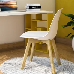 Sedia da pranzo stile scandinavo imbottita bianca gambe legno Riccia