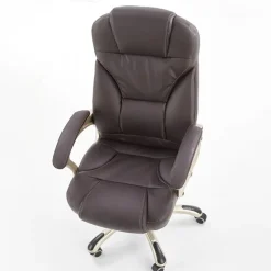 Sedia da ufficio classica in ecopelle marrone ottone Eclipse