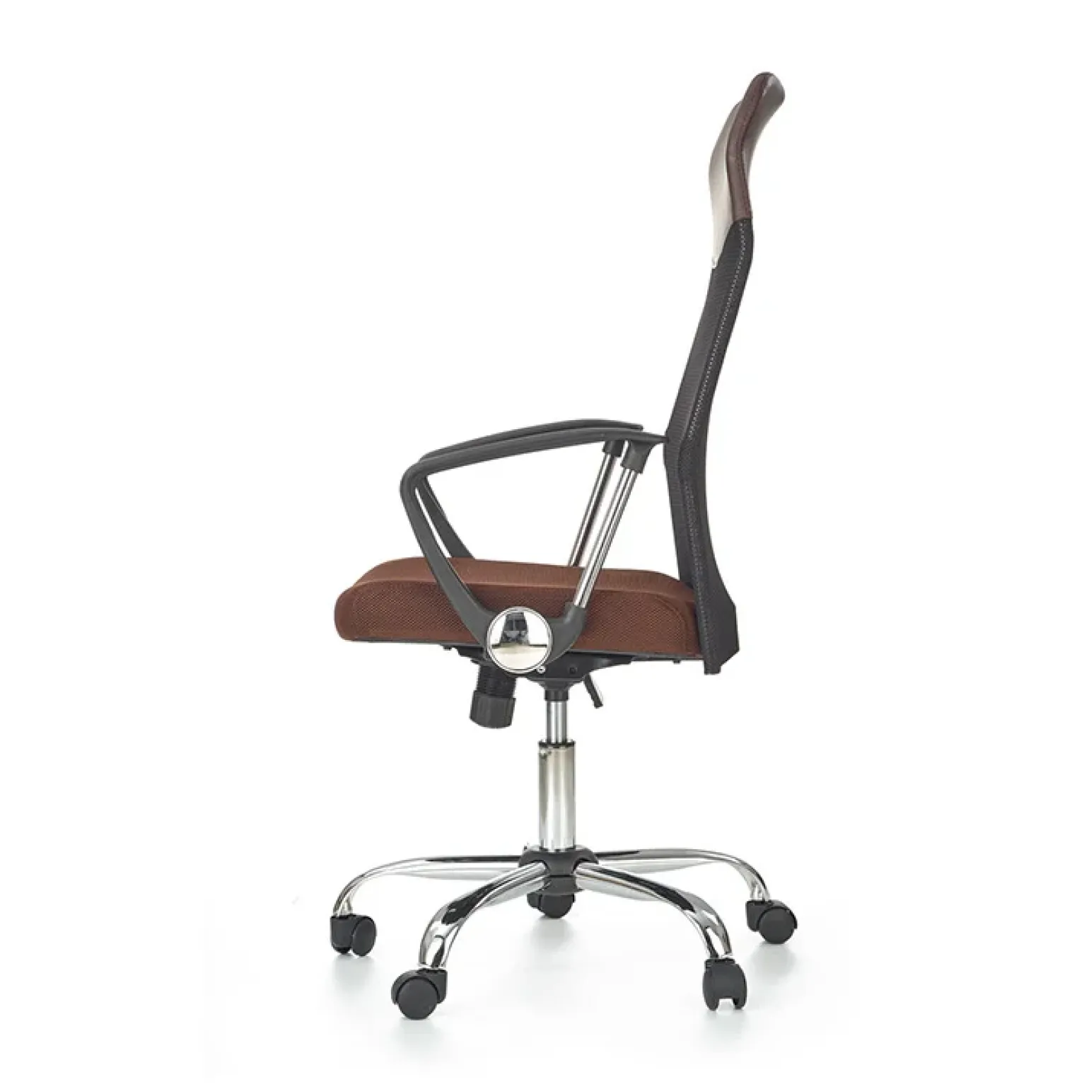 Sedia da ufficio con braccioli girevole in tessuto marrone Mack