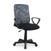 Sedia da ufficio con braccioli in tessuto nero grigio Pixie