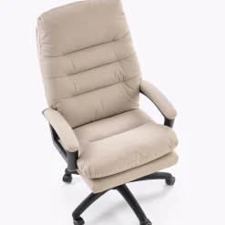 Sedia da ufficio con braccioli e ruote regolabile imbottita in ecopelle beige Marilu