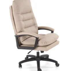 Sedia da ufficio con braccioli e ruote regolabile imbottita in ecopelle beige Marilu
