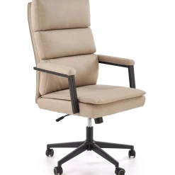 Sedia da ufficio con ruote e braccioli imbottita ecopelle beige Yara