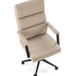 Sedia da ufficio con ruote e braccioli imbottita ecopelle beige Yara