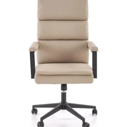 Sedia da ufficio con ruote e braccioli imbottita ecopelle beige Yara