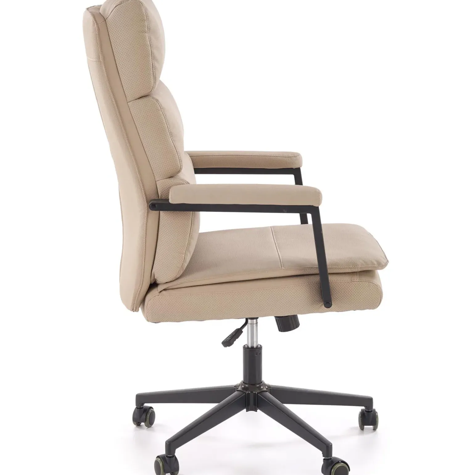 Sedia da ufficio con ruote e braccioli imbottita ecopelle beige Yara