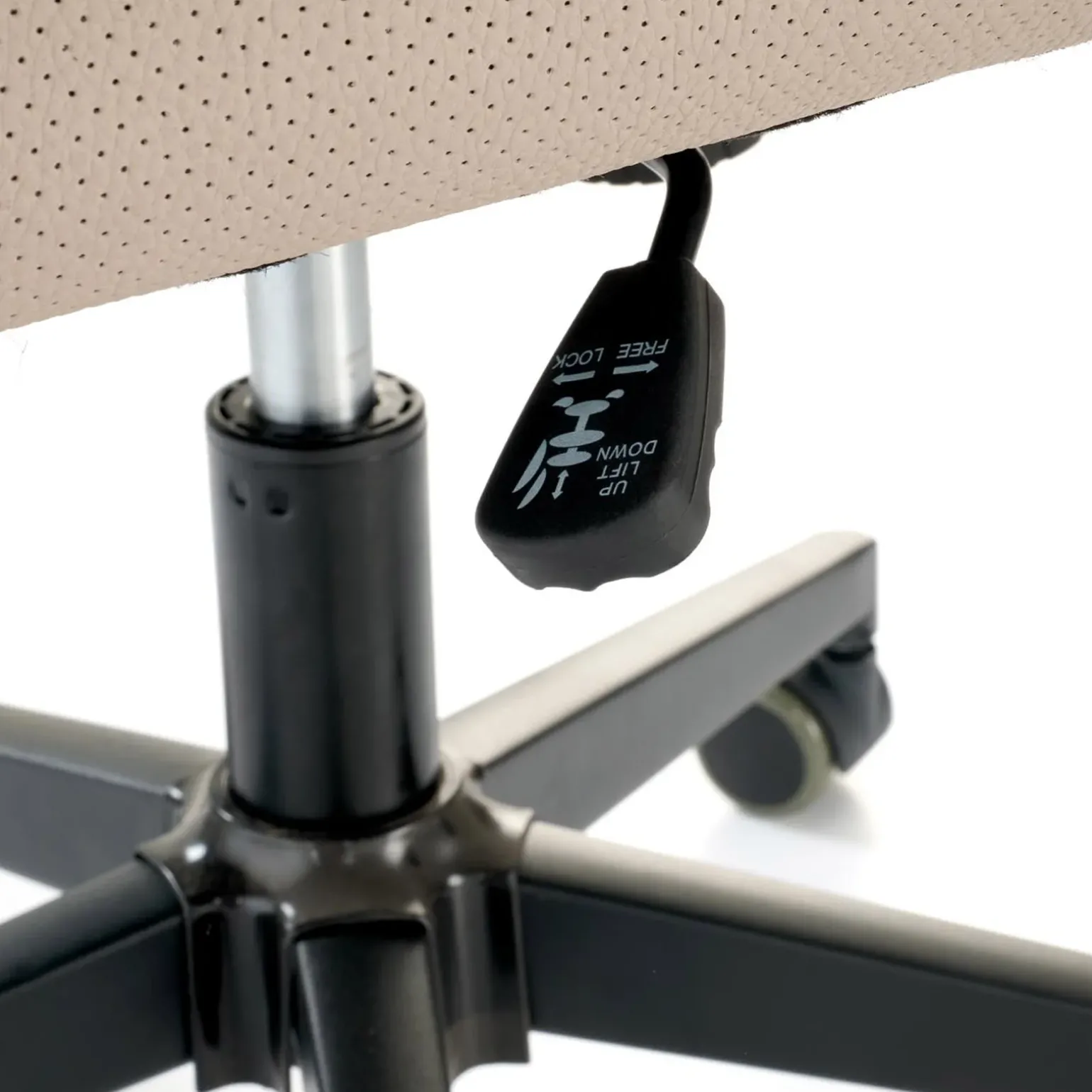 Sedia da ufficio con ruote e braccioli imbottita ecopelle beige Yara