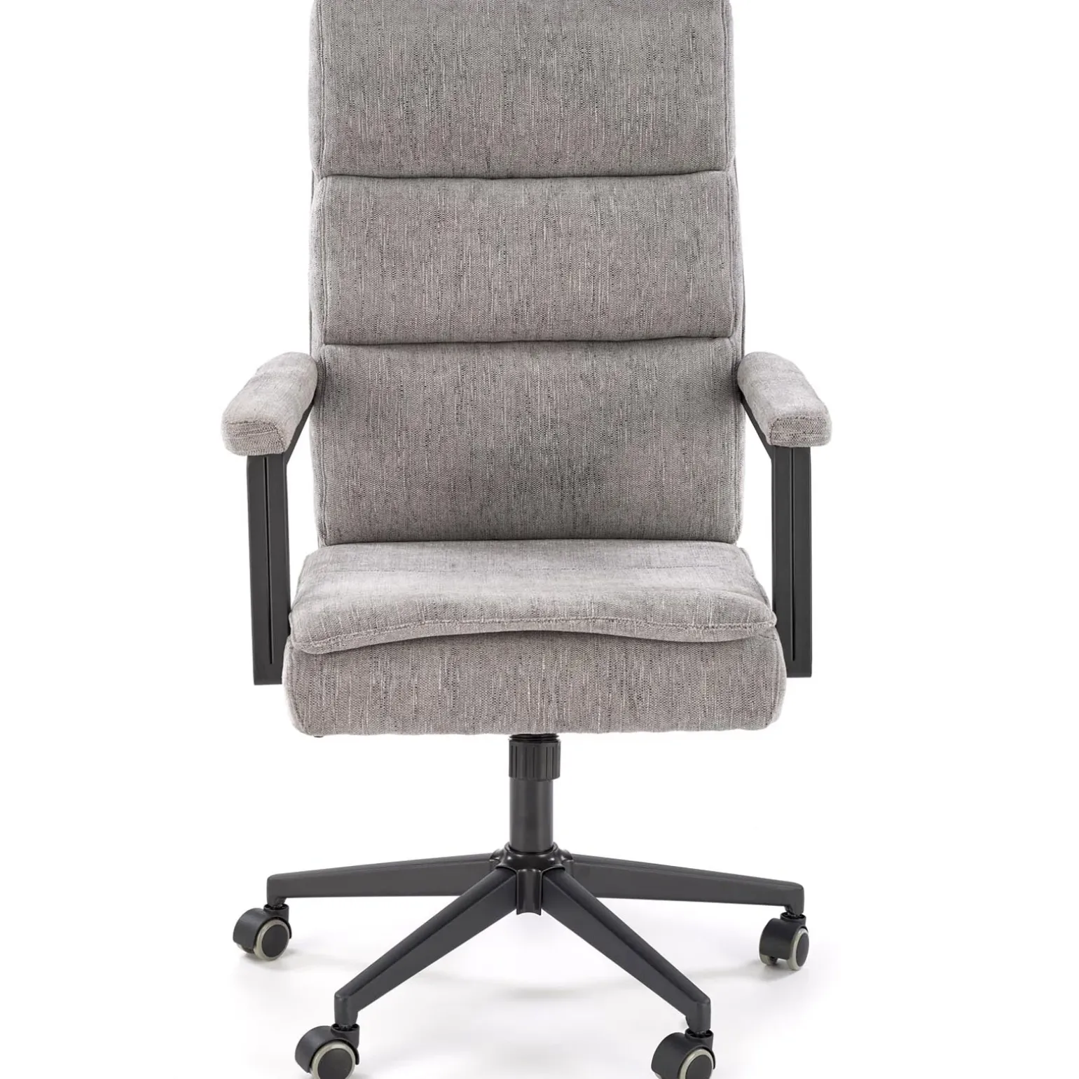 Sedia da ufficio con ruote e braccioli in tessuto grigio Yara