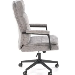 Sedia da ufficio con ruote e braccioli in tessuto grigio Yara