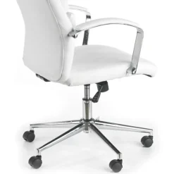 Sedia da ufficio design con ruote in ecopelle bianco Cascada